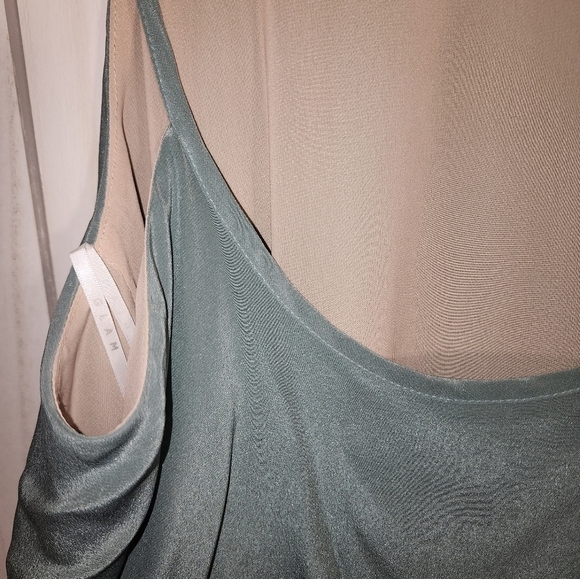 Glam Large 100% Silk Sleeveless mini Slip Dress Green - Picture 2 of 8